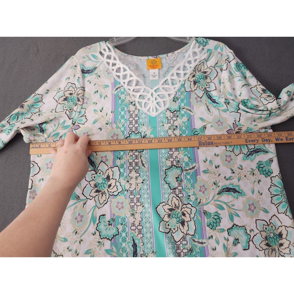 Ruby Rd Women's Plus Size 1X Blouse Top Multicolor Crochet Lightweight Tunic NWT - Picture 6 of 10